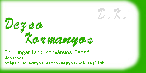 dezso kormanyos business card